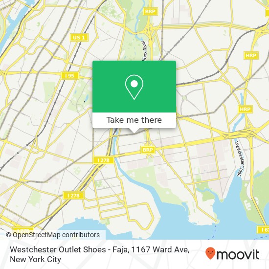 Mapa de Westchester Outlet Shoes - Faja, 1167 Ward Ave