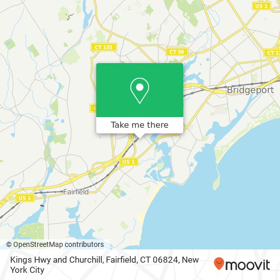 Kings Hwy and Churchill, Fairfield, CT 06824 map