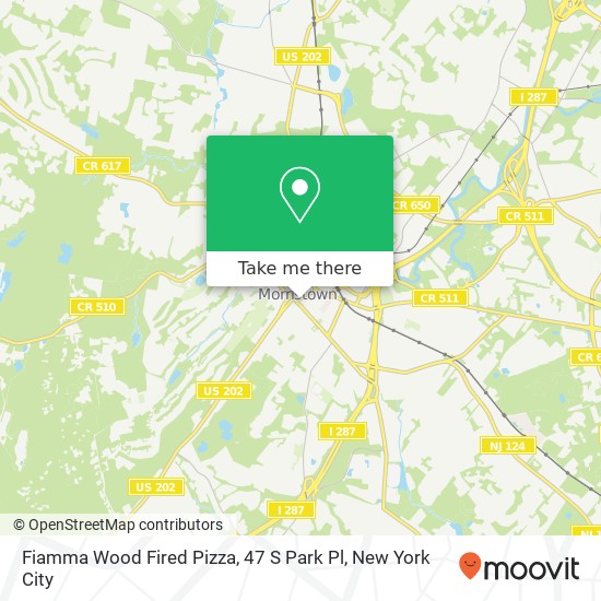 Mapa de Fiamma Wood Fired Pizza, 47 S Park Pl