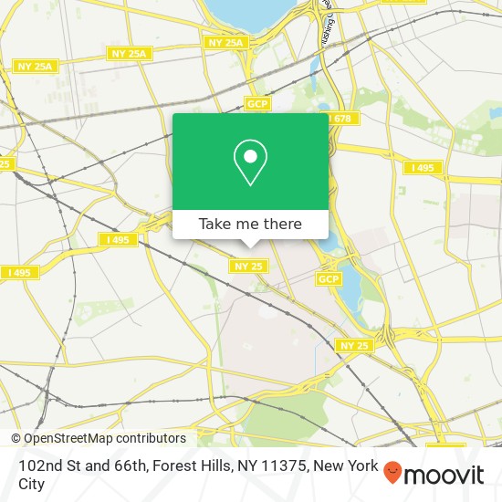 Mapa de 102nd St and 66th, Forest Hills, NY 11375