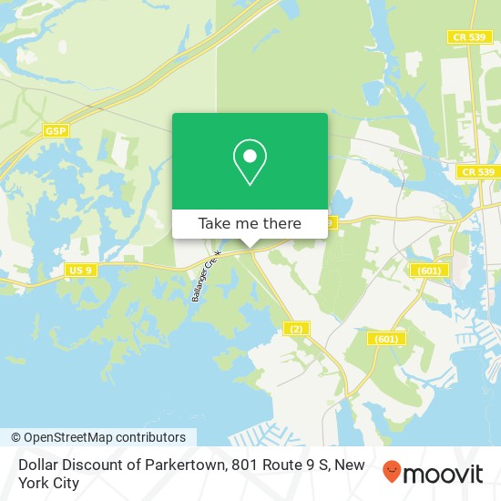 Dollar Discount of Parkertown, 801 Route 9 S map