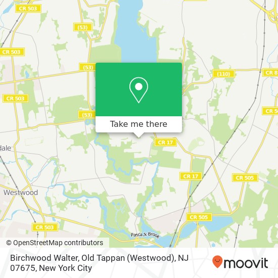 Mapa de Birchwood Walter, Old Tappan (Westwood), NJ 07675
