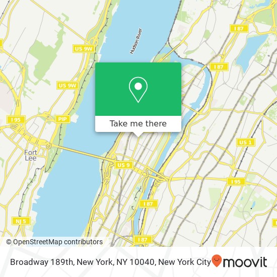 Mapa de Broadway 189th, New York, NY 10040