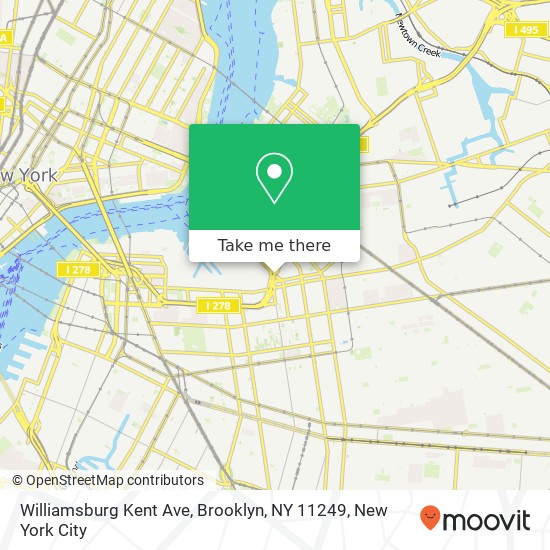 Mapa de Williamsburg Kent Ave, Brooklyn, NY 11249