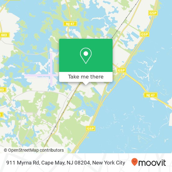 Mapa de 911 Myrna Rd, Cape May, NJ 08204