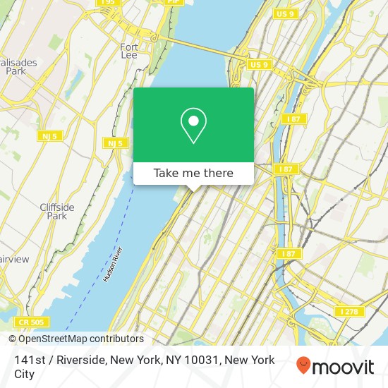 141st / Riverside, New York, NY 10031 map