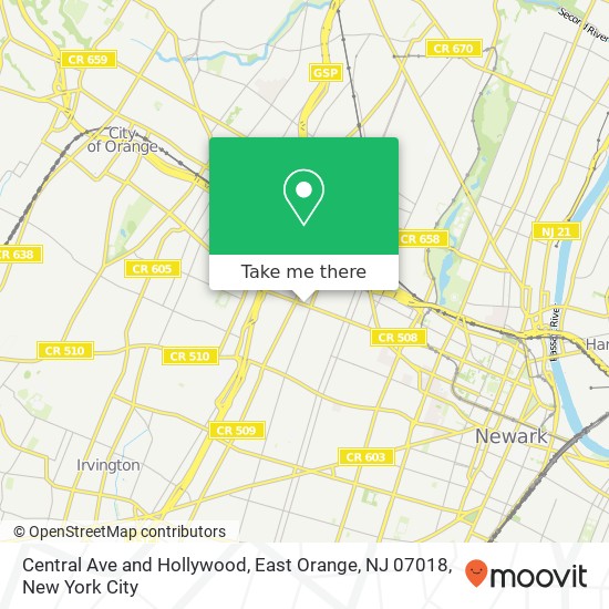 Central Ave and Hollywood, East Orange, NJ 07018 map