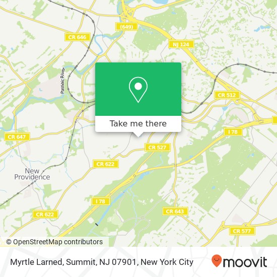 Mapa de Myrtle Larned, Summit, NJ 07901