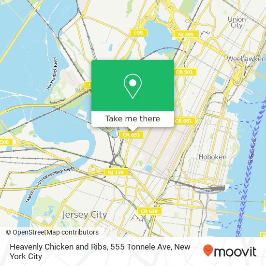 Mapa de Heavenly Chicken and Ribs, 555 Tonnele Ave