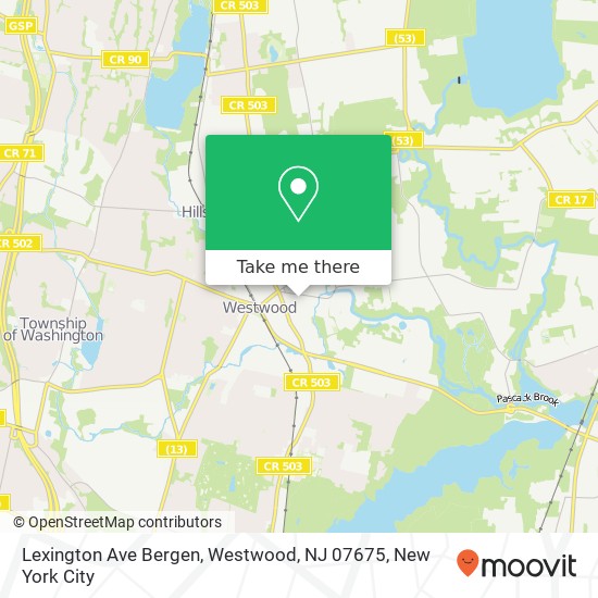 Lexington Ave Bergen, Westwood, NJ 07675 map