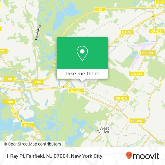 Mapa de 1 Ray Pl, Fairfield, NJ 07004