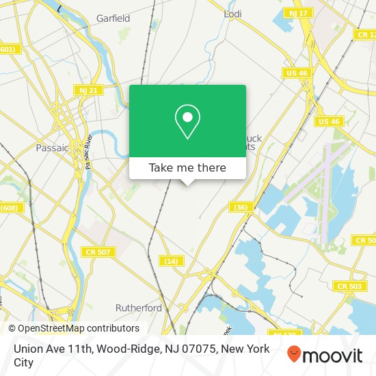 Mapa de Union Ave 11th, Wood-Ridge, NJ 07075