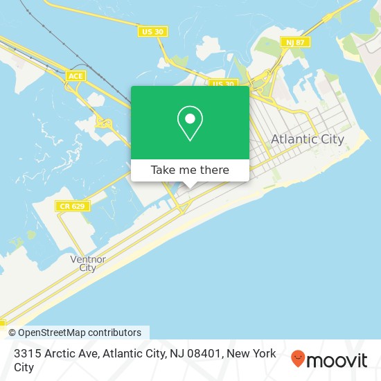 Mapa de 3315 Arctic Ave, Atlantic City, NJ 08401