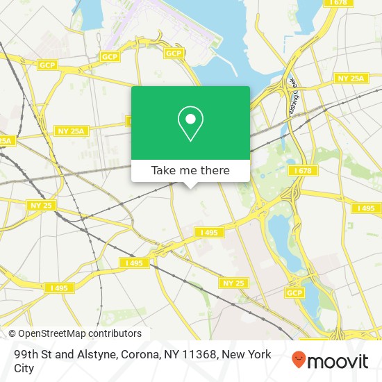 Mapa de 99th St and Alstyne, Corona, NY 11368