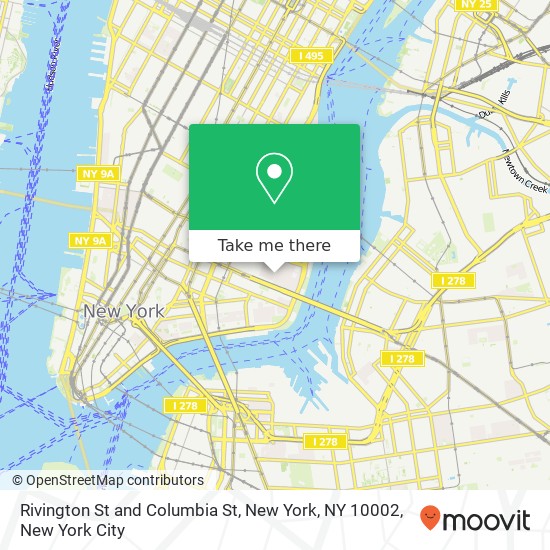 Rivington St and Columbia St, New York, NY 10002 map