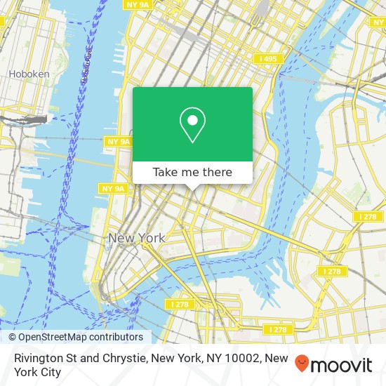 Rivington St and Chrystie, New York, NY 10002 map