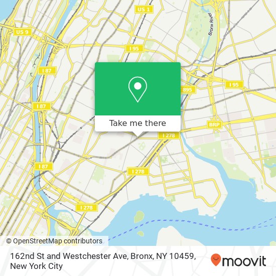 Mapa de 162nd St and Westchester Ave, Bronx, NY 10459