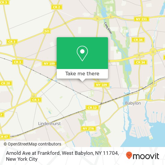 Mapa de Arnold Ave at Frankford, West Babylon, NY 11704