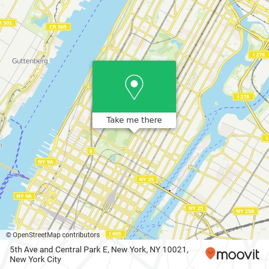 5th Ave and Central Park E, New York, NY 10021 map