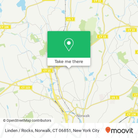 Mapa de Linden / Rocks, Norwalk, CT 06851