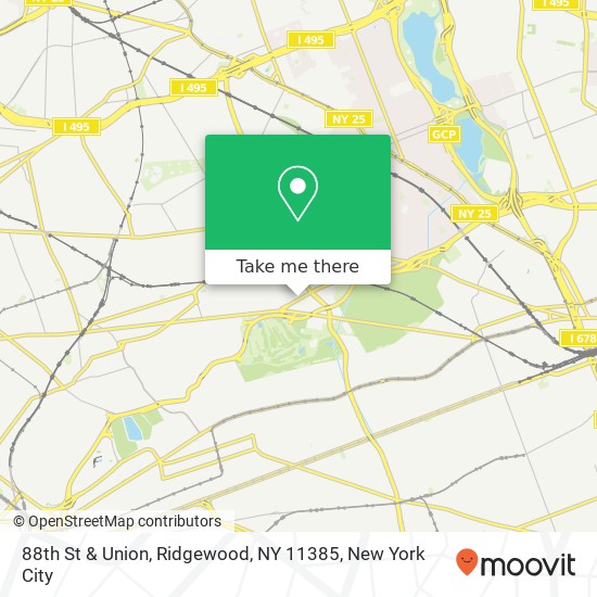 Mapa de 88th St & Union, Ridgewood, NY 11385