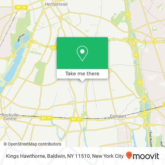 Mapa de Kings Hawthorne, Baldwin, NY 11510