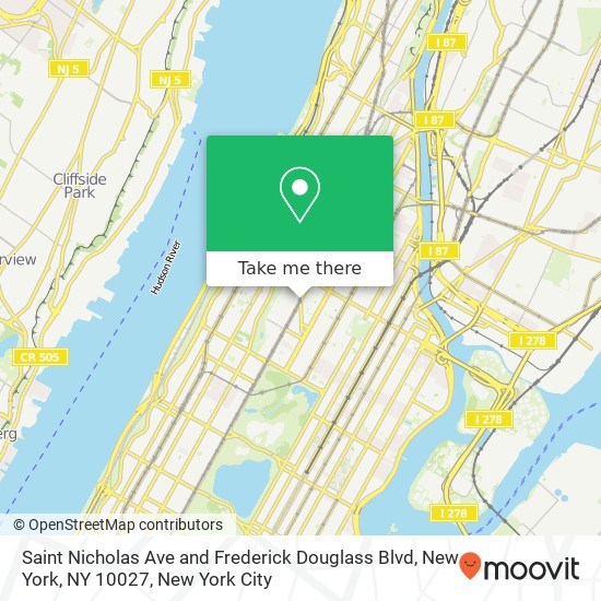 Mapa de Saint Nicholas Ave and Frederick Douglass Blvd, New York, NY 10027