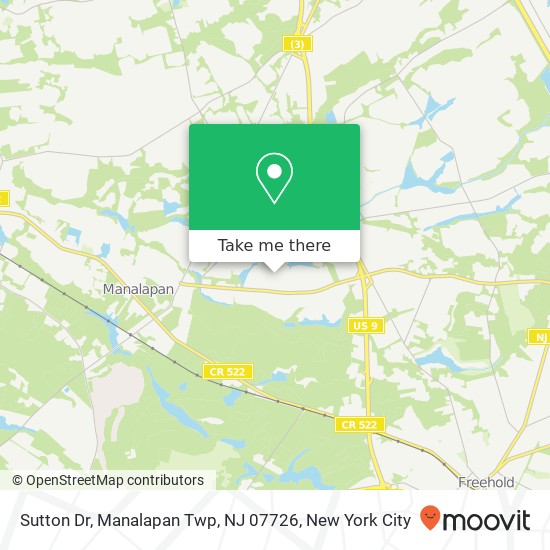 Mapa de Sutton Dr, Manalapan Twp, NJ 07726