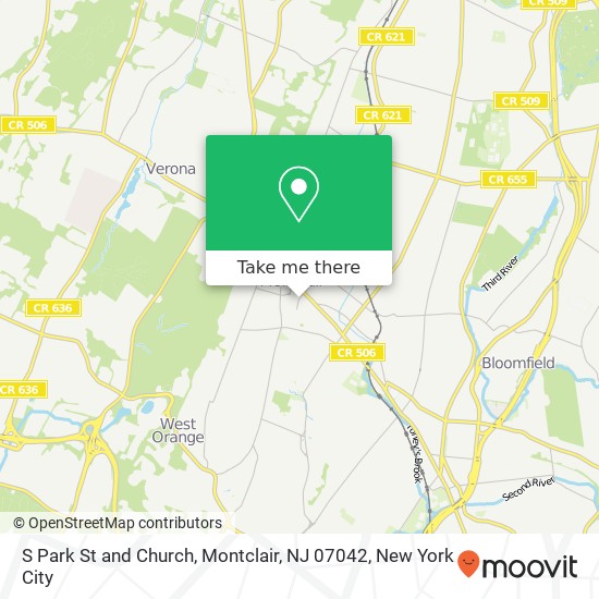 Mapa de S Park St and Church, Montclair, NJ 07042
