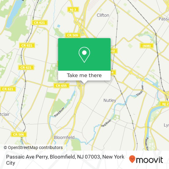 Mapa de Passaic Ave Perry, Bloomfield, NJ 07003