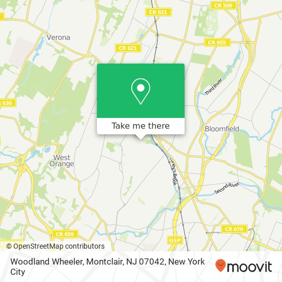 Mapa de Woodland Wheeler, Montclair, NJ 07042