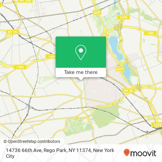 Mapa de 14736 66th Ave, Rego Park, NY 11374