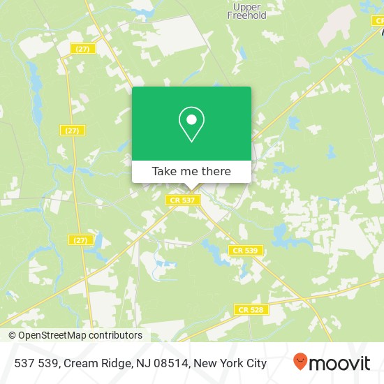 Mapa de 537 539, Cream Ridge, NJ 08514