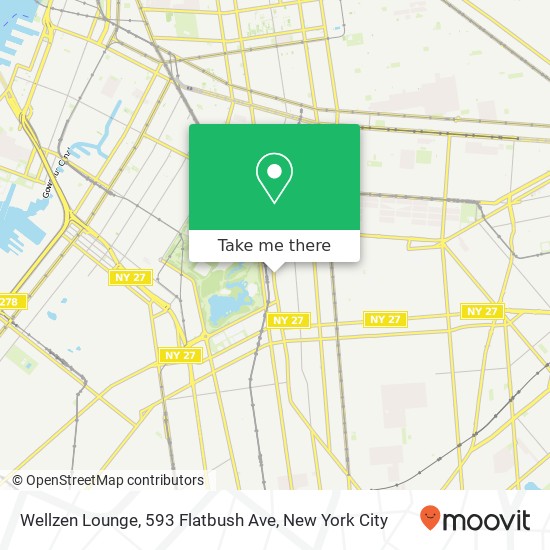 Mapa de Wellzen Lounge, 593 Flatbush Ave