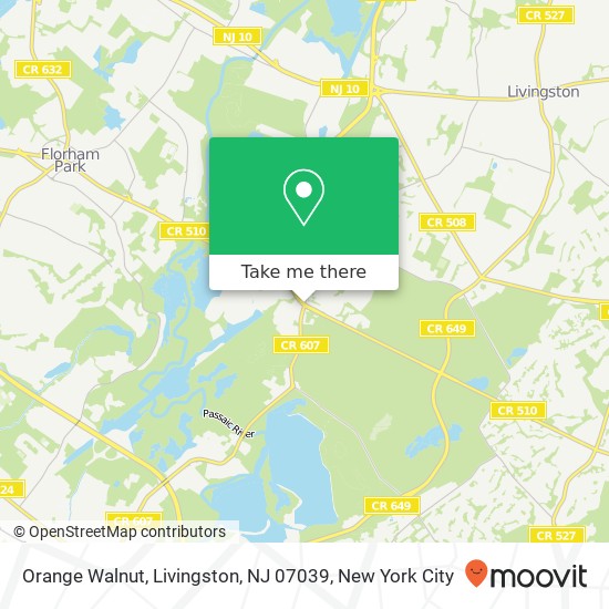 Mapa de Orange Walnut, Livingston, NJ 07039