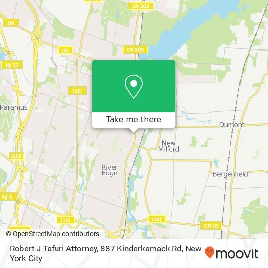 Robert J Tafuri Attorney, 887 Kinderkamack Rd map