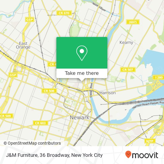 J&M Furniture, 36 Broadway map