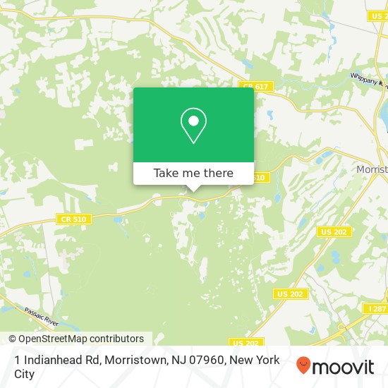 Mapa de 1 Indianhead Rd, Morristown, NJ 07960