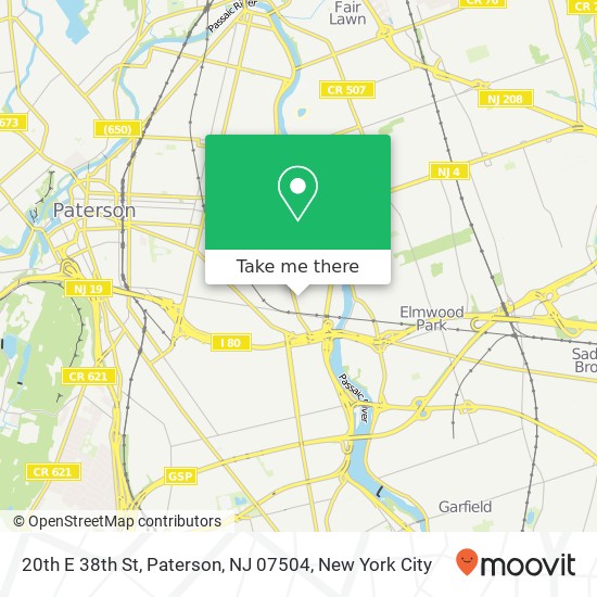 Mapa de 20th E 38th St, Paterson, NJ 07504