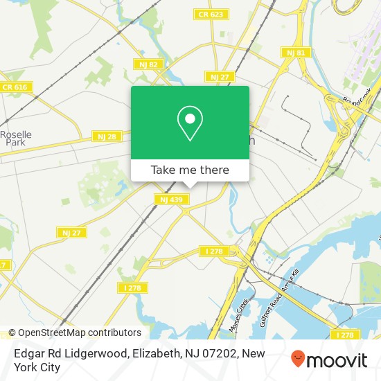 Mapa de Edgar Rd Lidgerwood, Elizabeth, NJ 07202