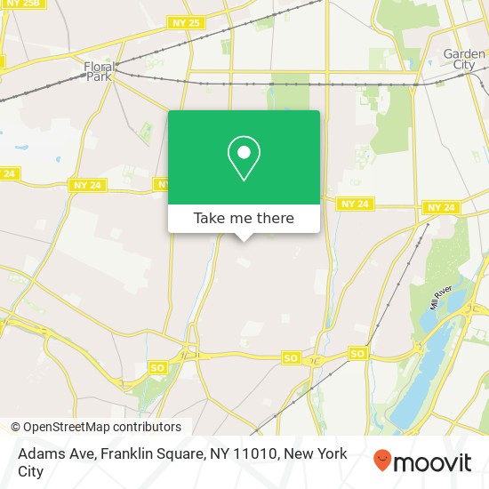 Mapa de Adams Ave, Franklin Square, NY 11010