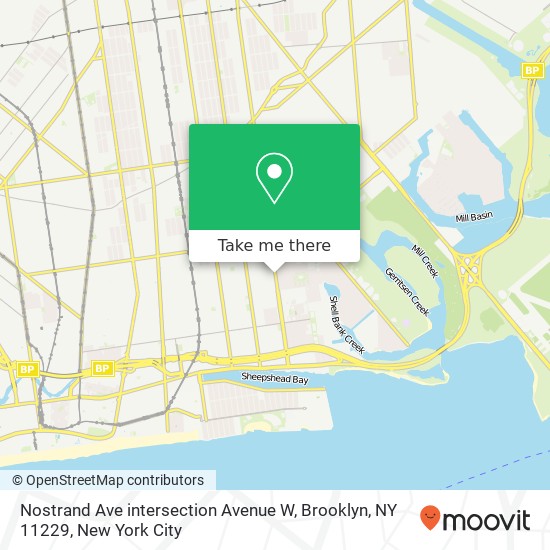 Mapa de Nostrand Ave intersection Avenue W, Brooklyn, NY 11229