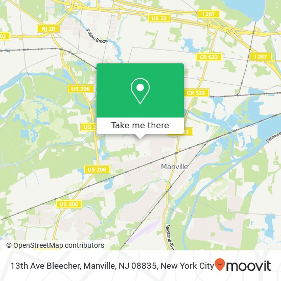 Mapa de 13th Ave Bleecher, Manville, NJ 08835
