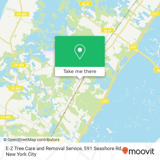Mapa de E-Z Tree Care and Removal Service, 591 Seashore Rd