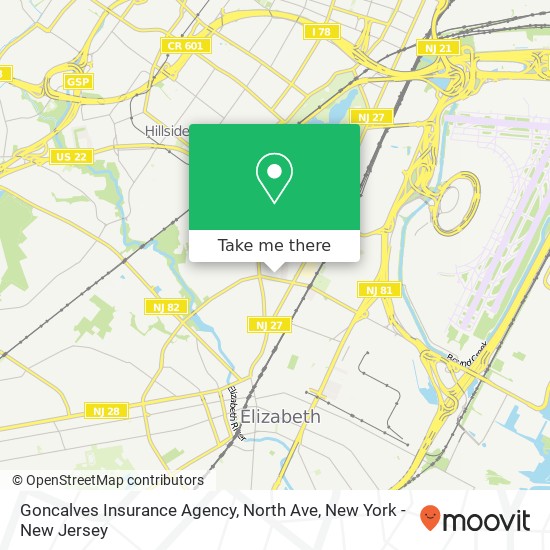 Mapa de Goncalves Insurance Agency, North Ave