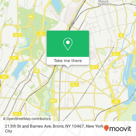 Mapa de 213th St and Barnes Ave, Bronx, NY 10467