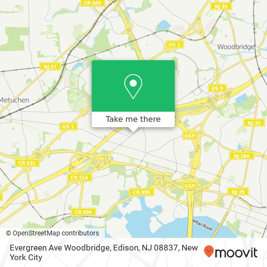 Evergreen Ave Woodbridge, Edison, NJ 08837 map