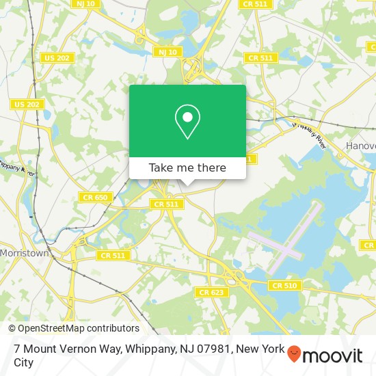 Mapa de 7 Mount Vernon Way, Whippany, NJ 07981