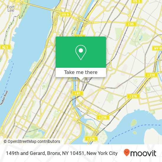 149th and Gerard, Bronx, NY 10451 map
