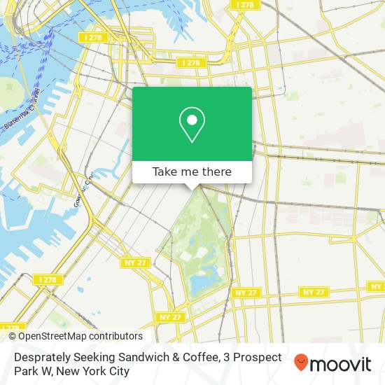 Desprately Seeking Sandwich & Coffee, 3 Prospect Park W map